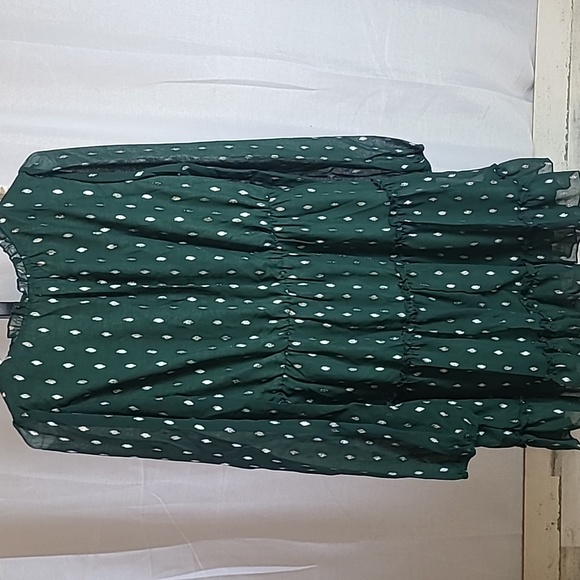 Chiffon Dress Linging V Neck Ruffle Elastic Waist Long Lantern Sleeve CupShe - Picture 5 of 5